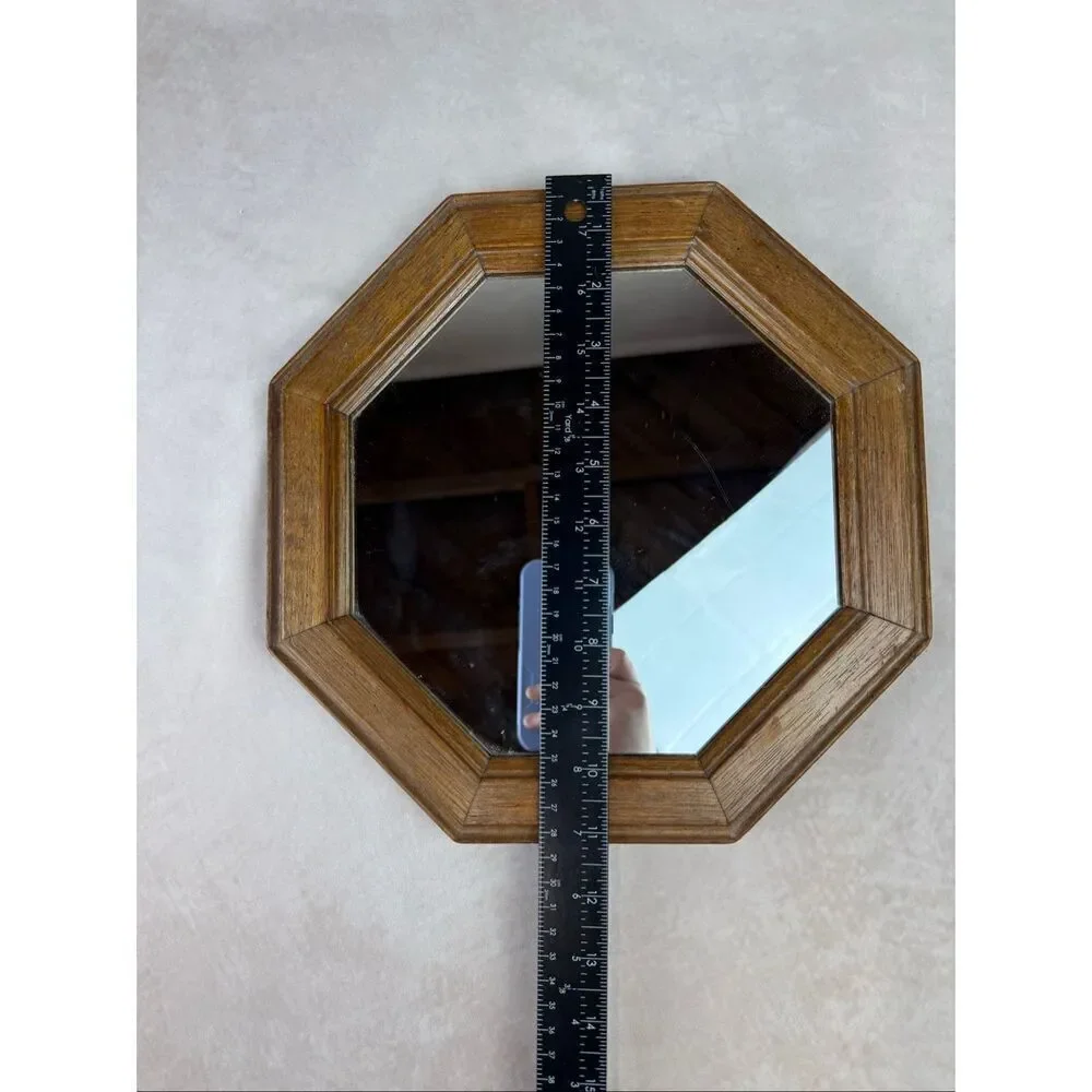 Vintage Wooden Octagon Mirror Cottagecore READ